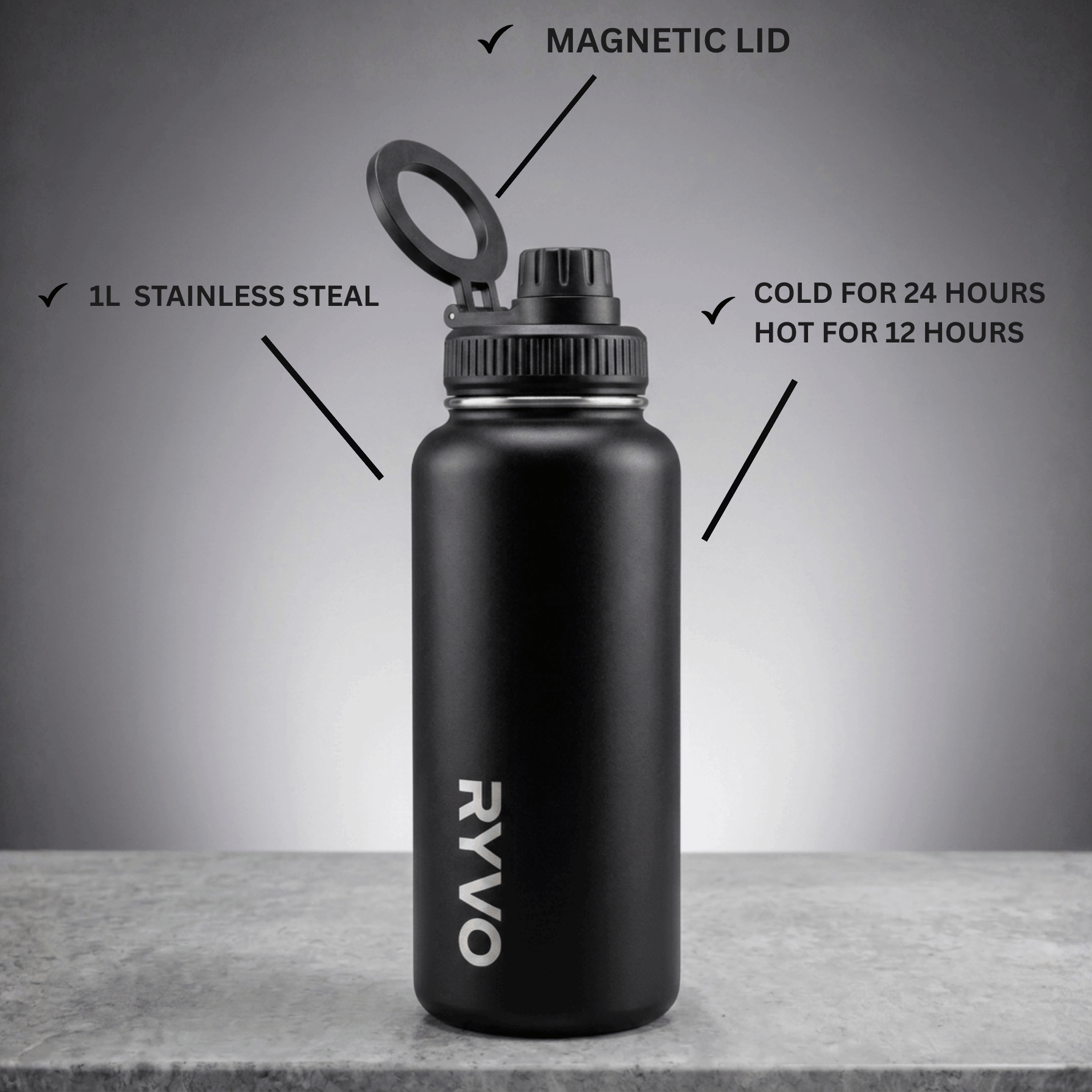 The Ringo - 1L Bottle with Magnetic Phone Cap